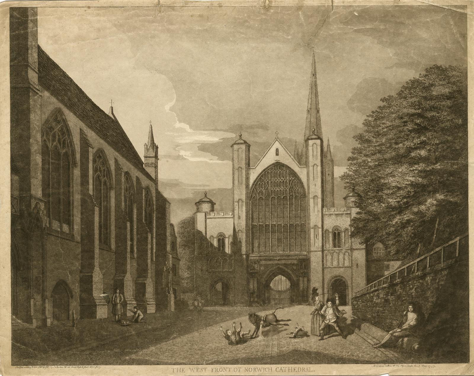 London – British Museum (1787 Print of Norwich Cathedral by John Sanders)