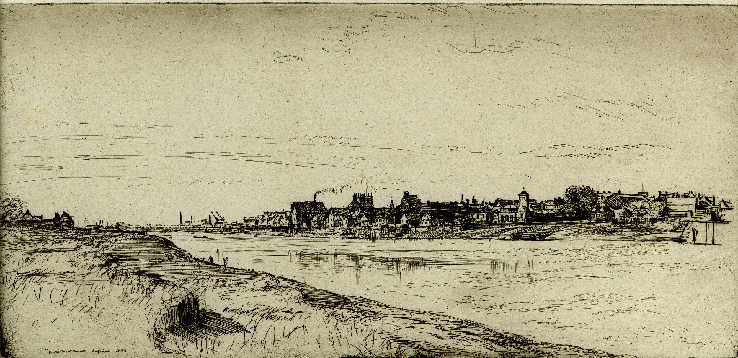 King’s Lynn – Etching by Henry James Stuart Brown from West Lynn