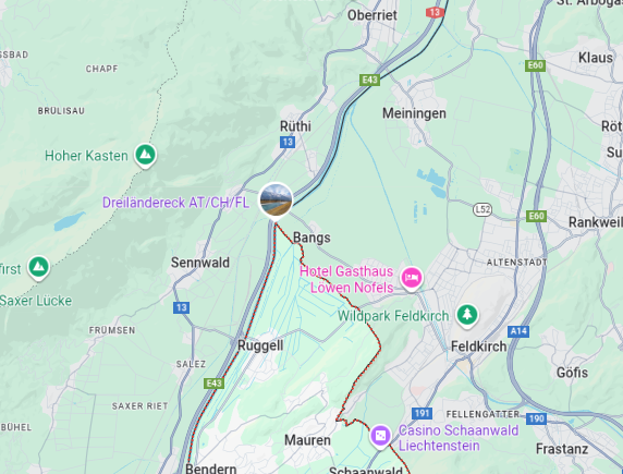 Dreiländereck – Austria, Liechtenstein and Switzerland