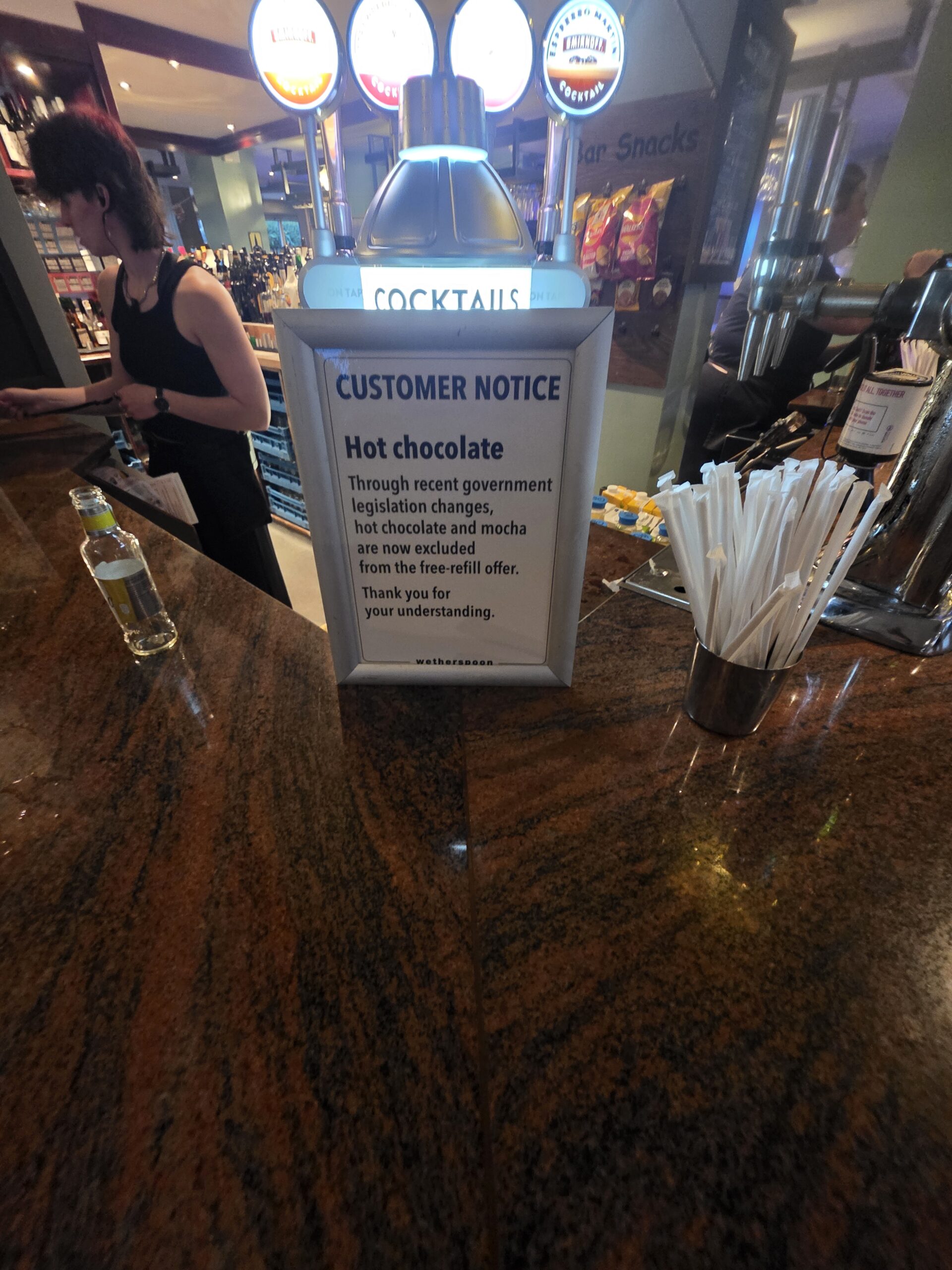 JD Wetherspoon Can’t Offer Free Refills on Mocha and Hot Chocolate