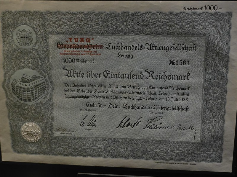 Leipzig – Stadtgeschichtliches Museum (Share Certificate of Forcibly Sold Company)