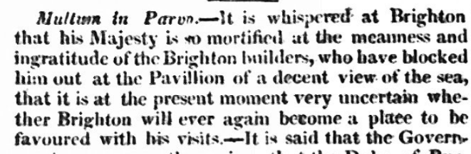 200 Years Ago in Norwich : Angry King George IV in Brighton