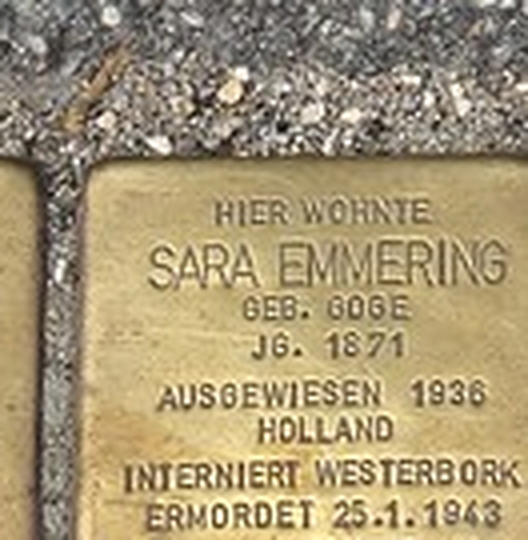 Lübeck – Stolpersteine (Stumbling Stone) of Sara Emmering