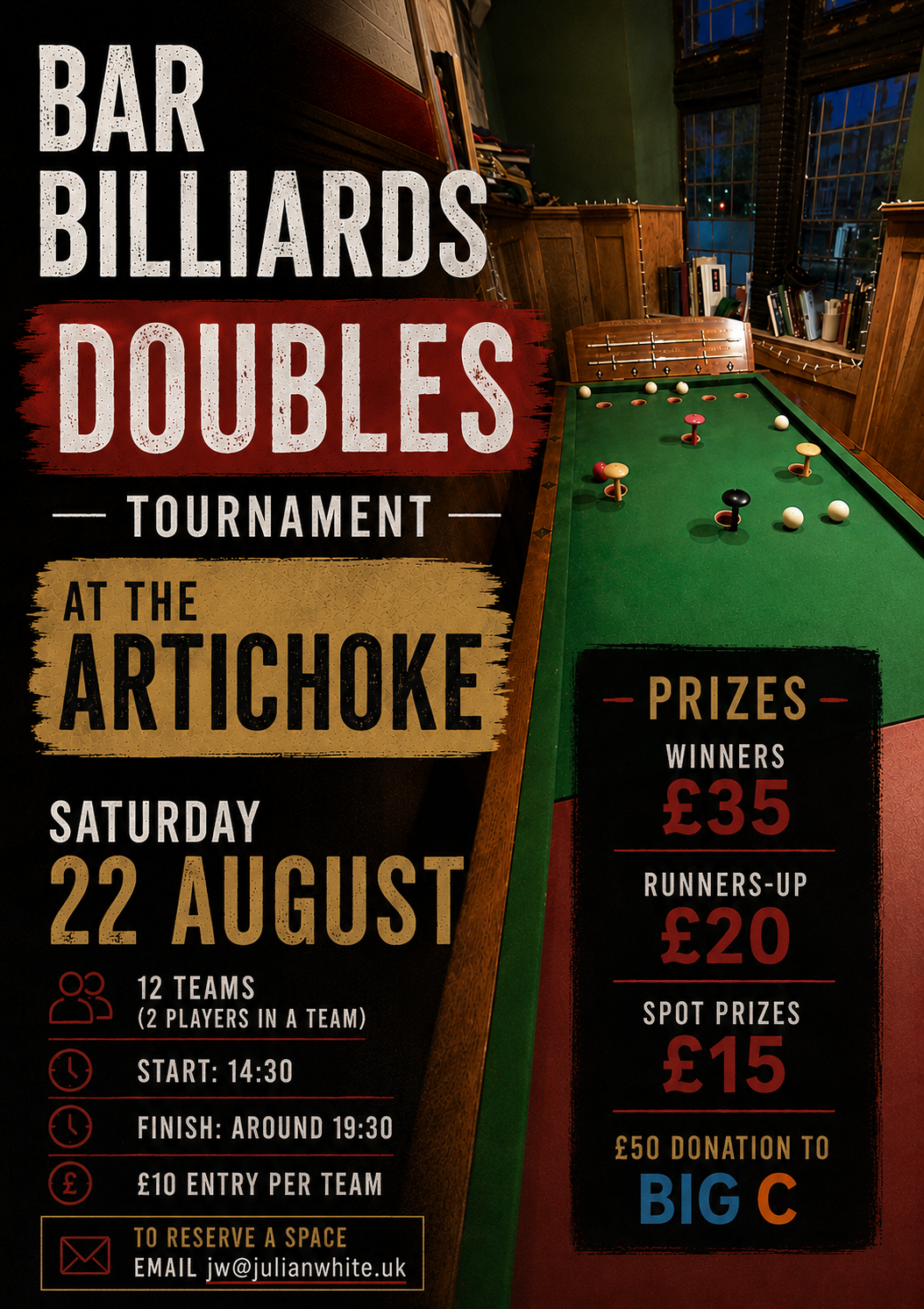 Norwich Bar Billiards Doubles Tournament August 2026