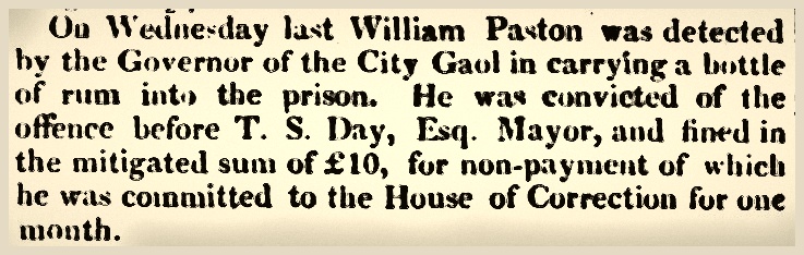 200 Years Ago in Norwich : William Paston Sneaks Rum into Prison