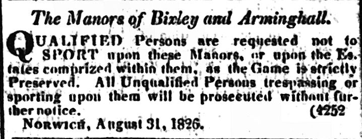 200 Years Ago in Norwich : A Warning Against Shooting in Bixley and Arminghall