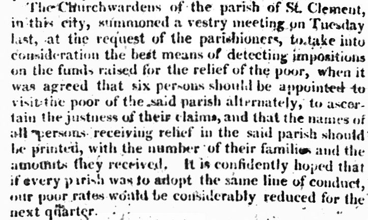 200 Years Ago in Norwich : An Early Attempt to Investigate Benefit Fraud in Norwich